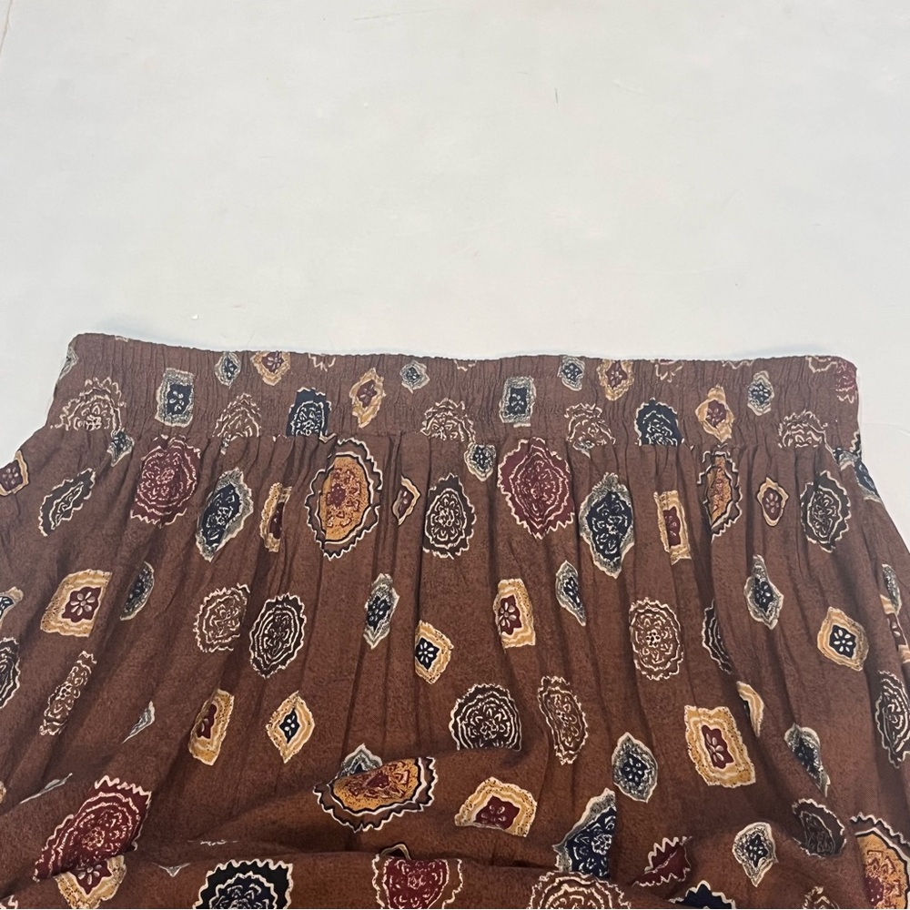 Vintage Brown Abstract Bohemian Print Maxi Ankle Length Skirt SAG Harbor Medium - Picture 9 of 14